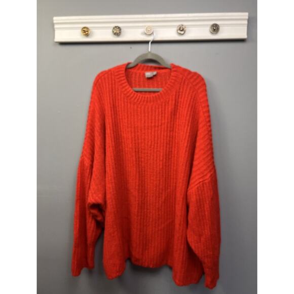Asos Pullover Sweater Womens US 24 Orange Long Sleeve Crew‎ Neck Knitted Chunky - Picture 1 of 7